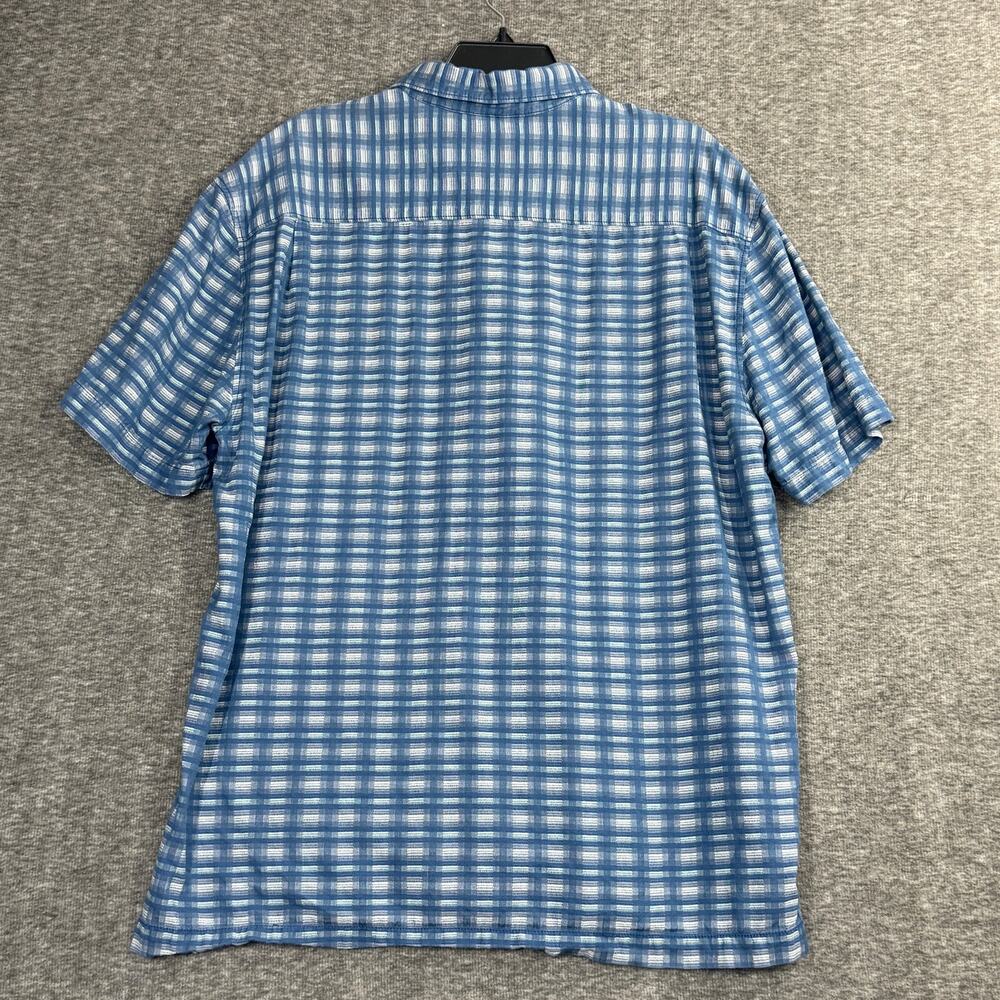 Tommy Bahama Silk Cotton Blend Button Down Shirt Size XL Plaid Print Blue - Picture 2 of 5